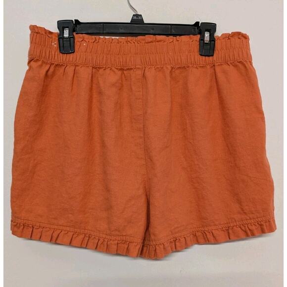 Loft Linen Shorts Womens Medium Orange High Rise Tie Elastic Waist EUC - Picture 7 of 7